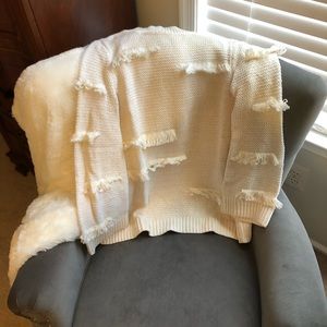 White Fringe Sweater from Loft